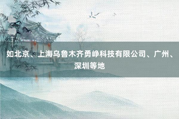 如北京、上海乌鲁木齐勇峥科技有限公司、广州、深圳等地
